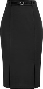 Belle Poque Women Midi High Waist Office Stretchy Pencil Skirt with Bow-Knot BP587